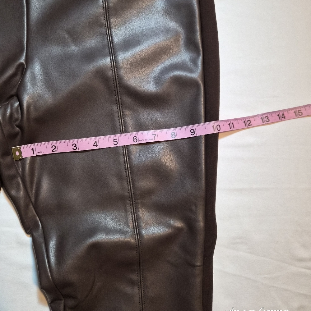 Talbots Brown Faux Leather Portland Pants Ankle Skinny Leg Size 14P - Picture 5 of 10